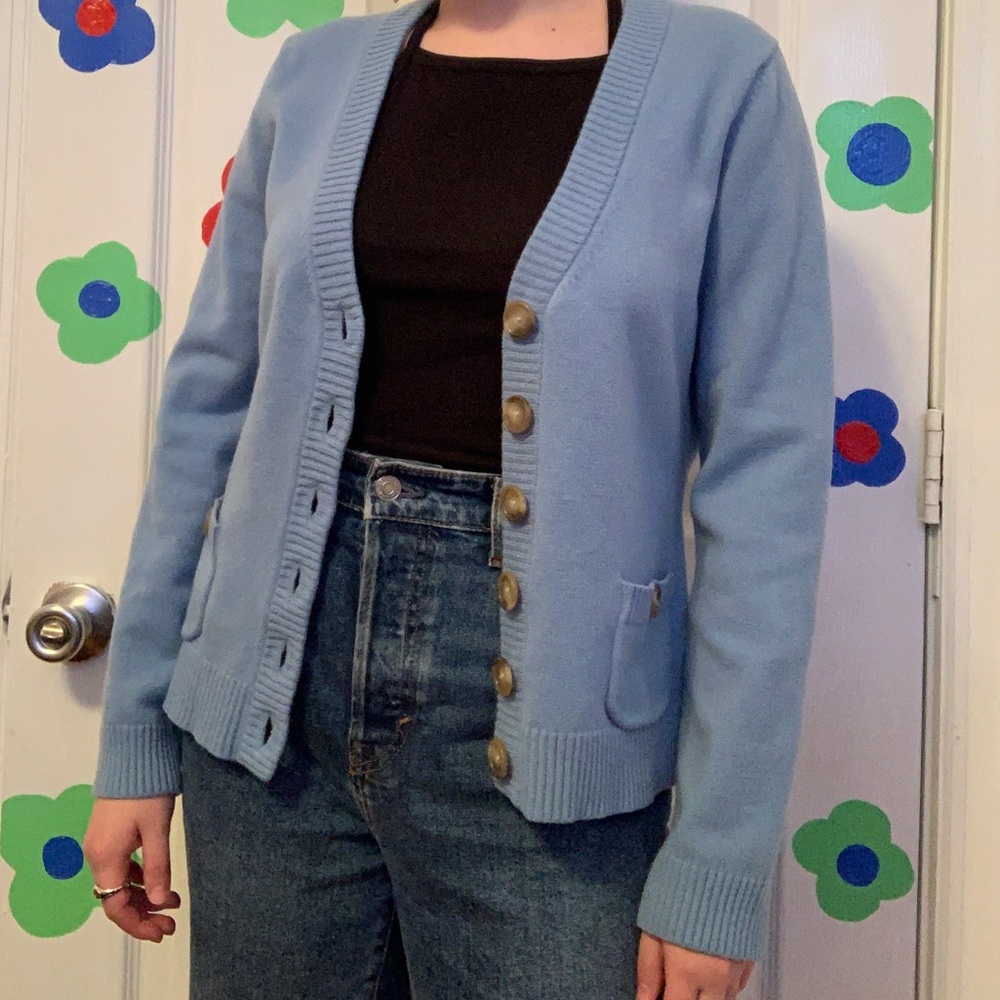 Ann Taylor Baby Blue V Neck Cardigan